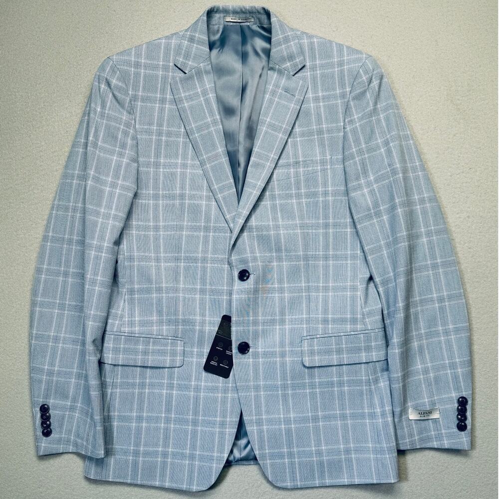 Alfani Men's Slim-Fit Plaid Suit Jacket Blue 38R $360